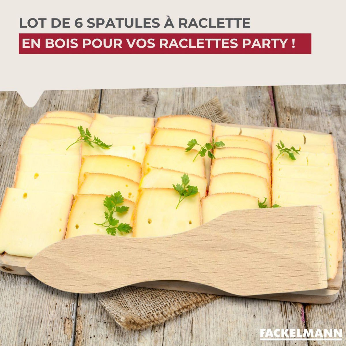 Fackelmann Ensemble de 12 spatules à raclette en bois 13 cm Fackelmann Wood Edition