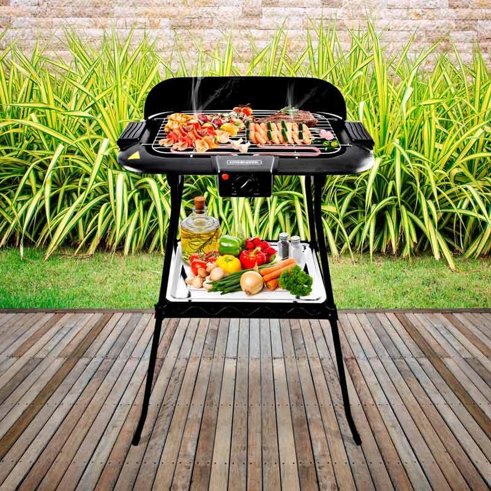 Voir la diapositive 2 : KITCHENCOOK Kitchencook - xbbq 36 - barbecue électrique sur pieds - 2000 w - thermostat réglable