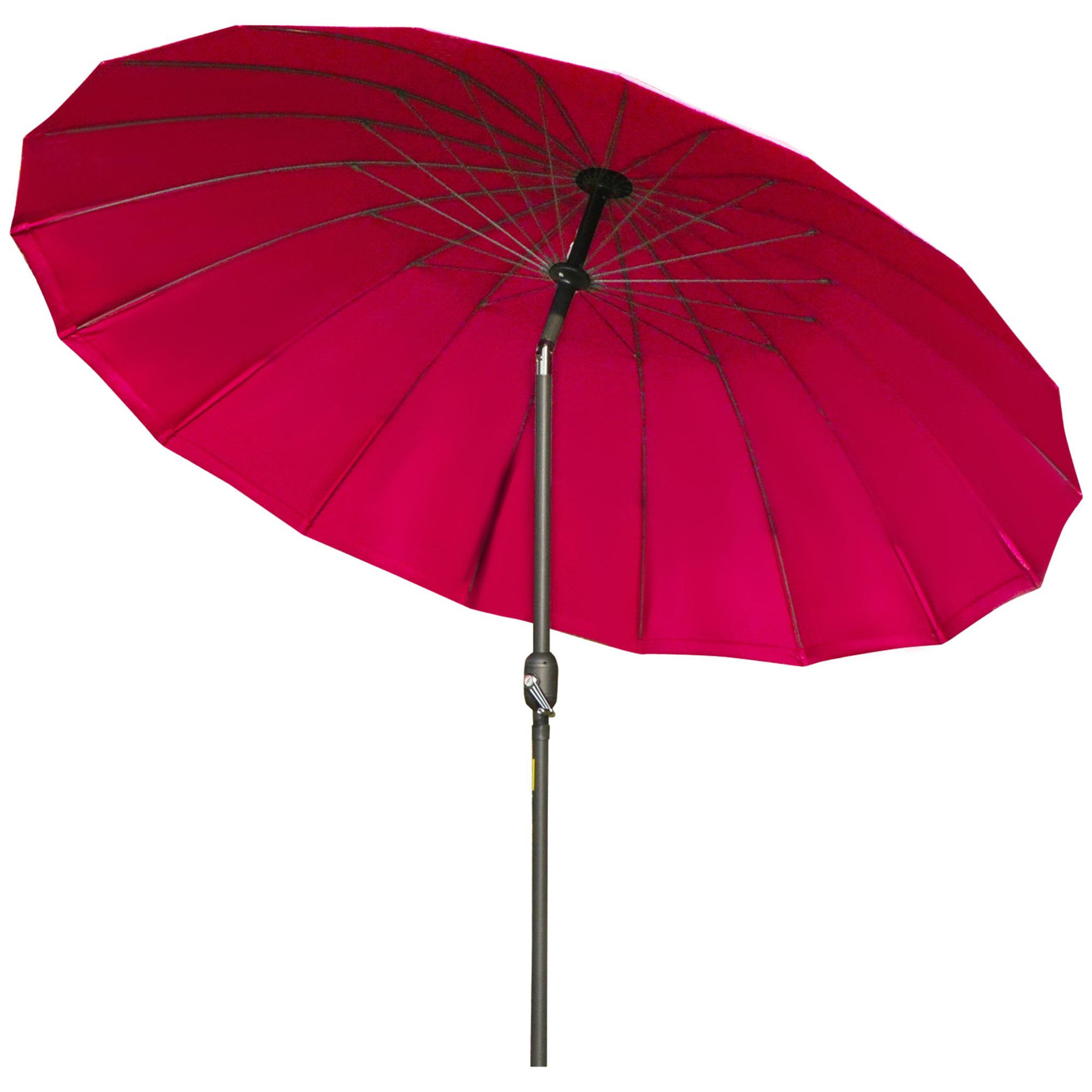 Voir la diapositive 1 : OUTSUNNY Parasol inclinable rond avec manivelle métal fibre de verre Ø 2,55 m polyester haute densité bordeaux