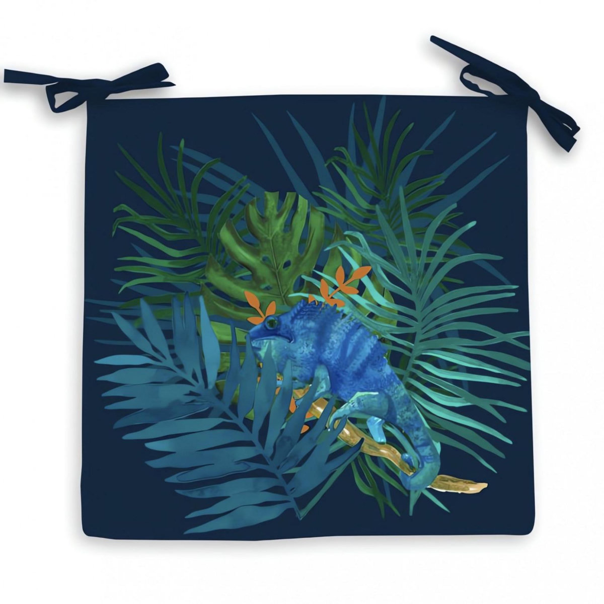 SOLEIL D'OCRE Dessus de chaise outdoor 40x40x5 cm AMAZONIE bleu, par Soleil d'Ocre