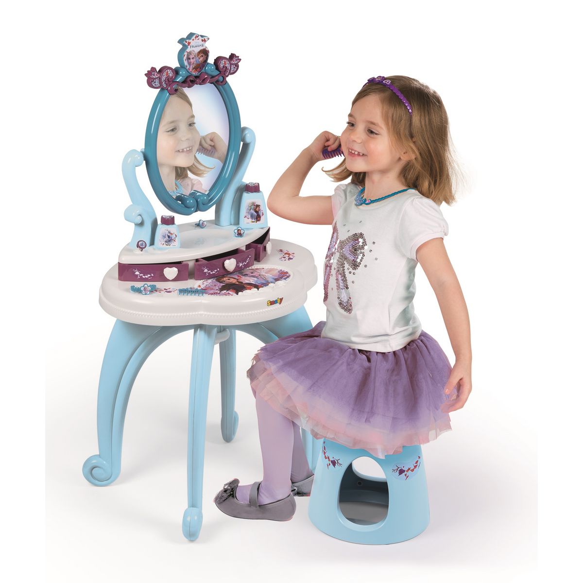 SMOBY Ensemble coiffeuse + accessoires 2 en 1 - La reine des neiges 2