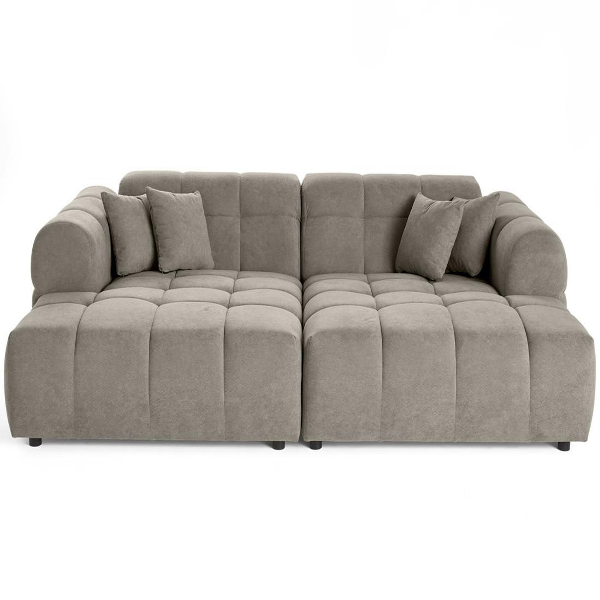 Voir la diapositive 1 : BEST MOBILIER Ray - canapé droit 4 places avec double méridienne - assise profonde - en tissu texturé