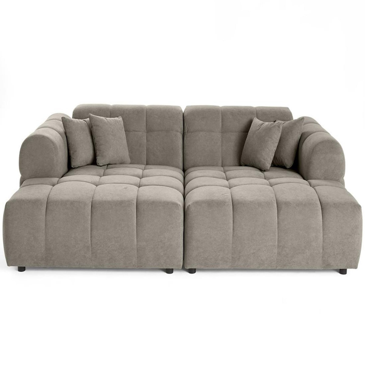 LISA DESIGN Ray - canapé droit 4 places avec double méridienne - assise profonde - en tissu texturé