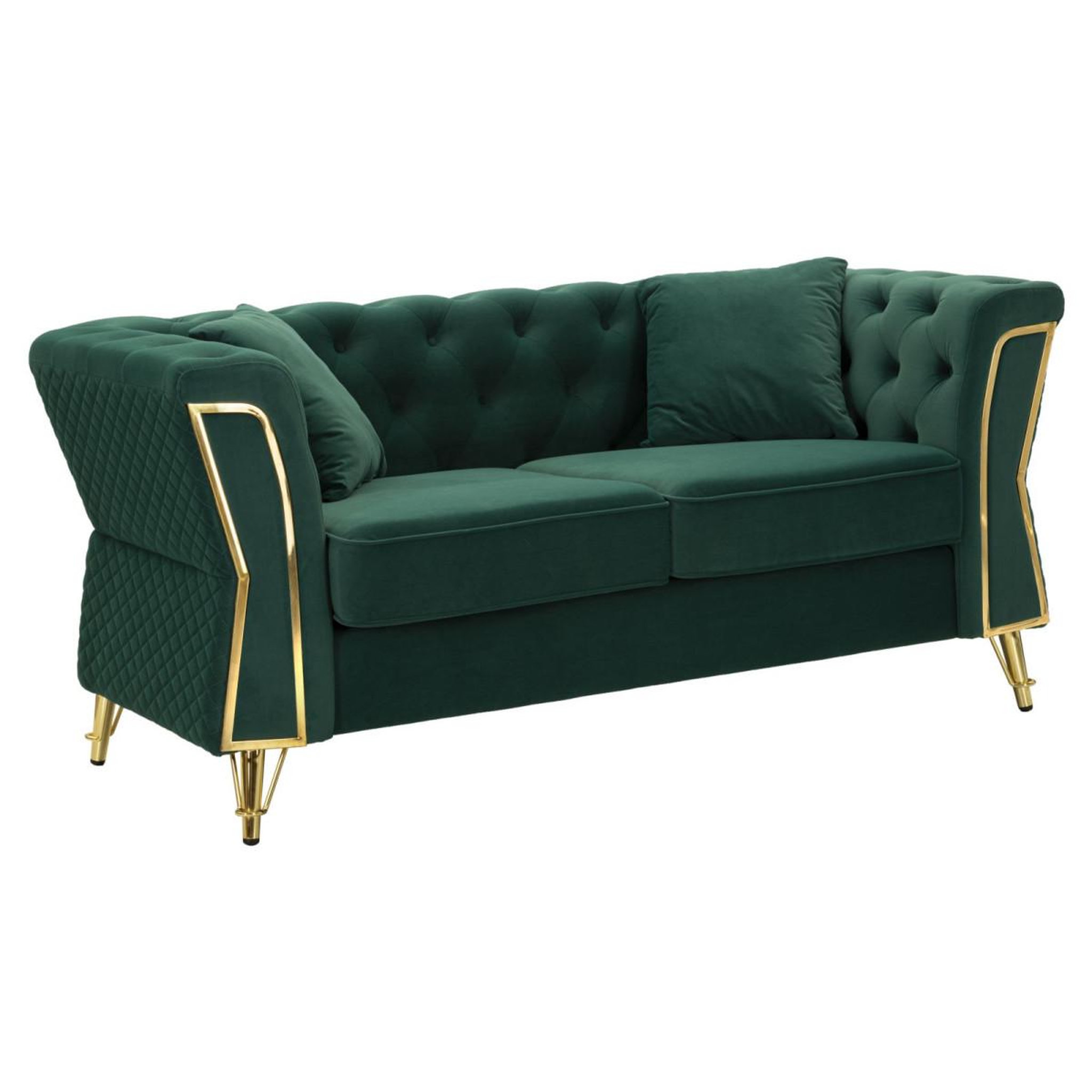 Paris Prix Canapé 2 places en velours capitonné  emy  162cm vert