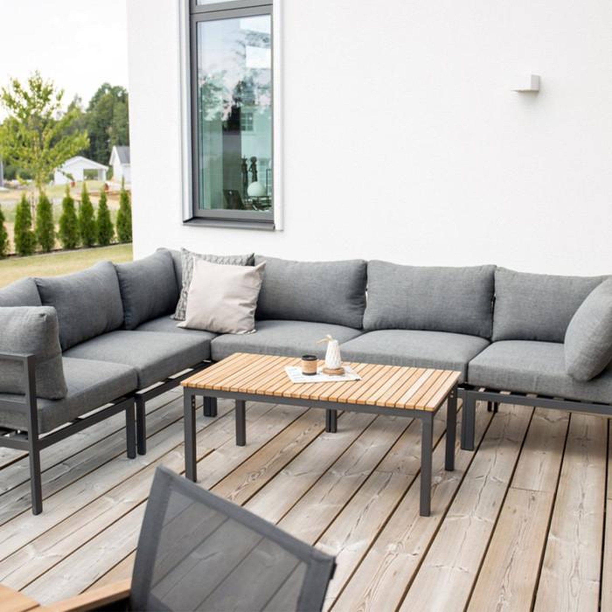 Voir la diapositive 2 : Paris Prix Table Basse de Jardin  Brasilia  110cm Naturel & Noir