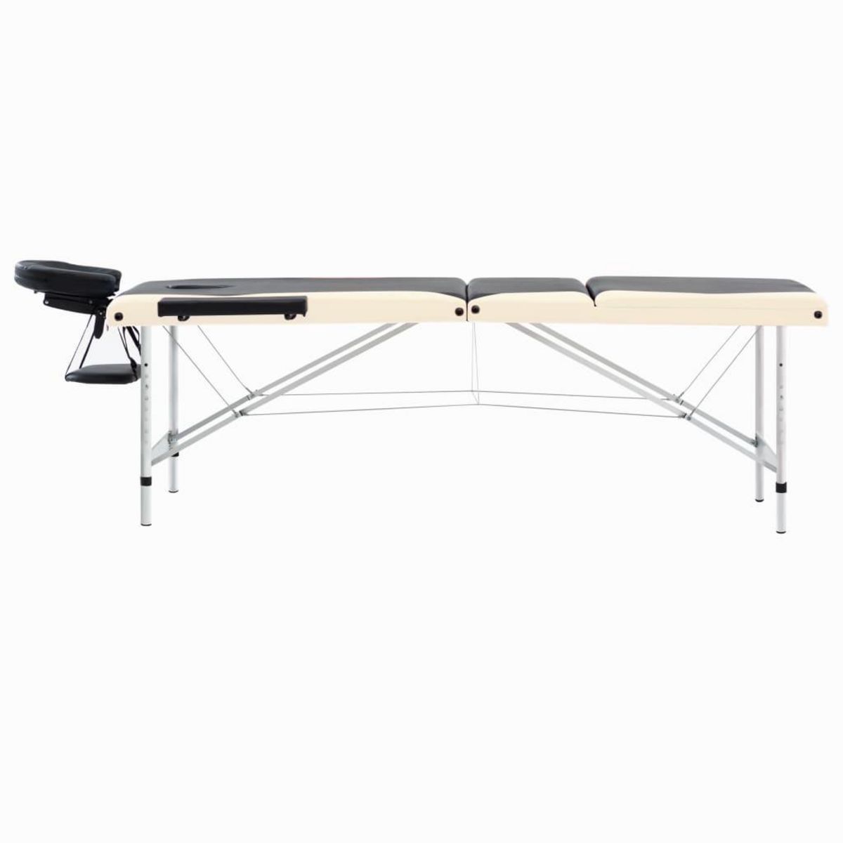VIDAXL Table de massage pliable 3 zones Aluminium Noir et beige
