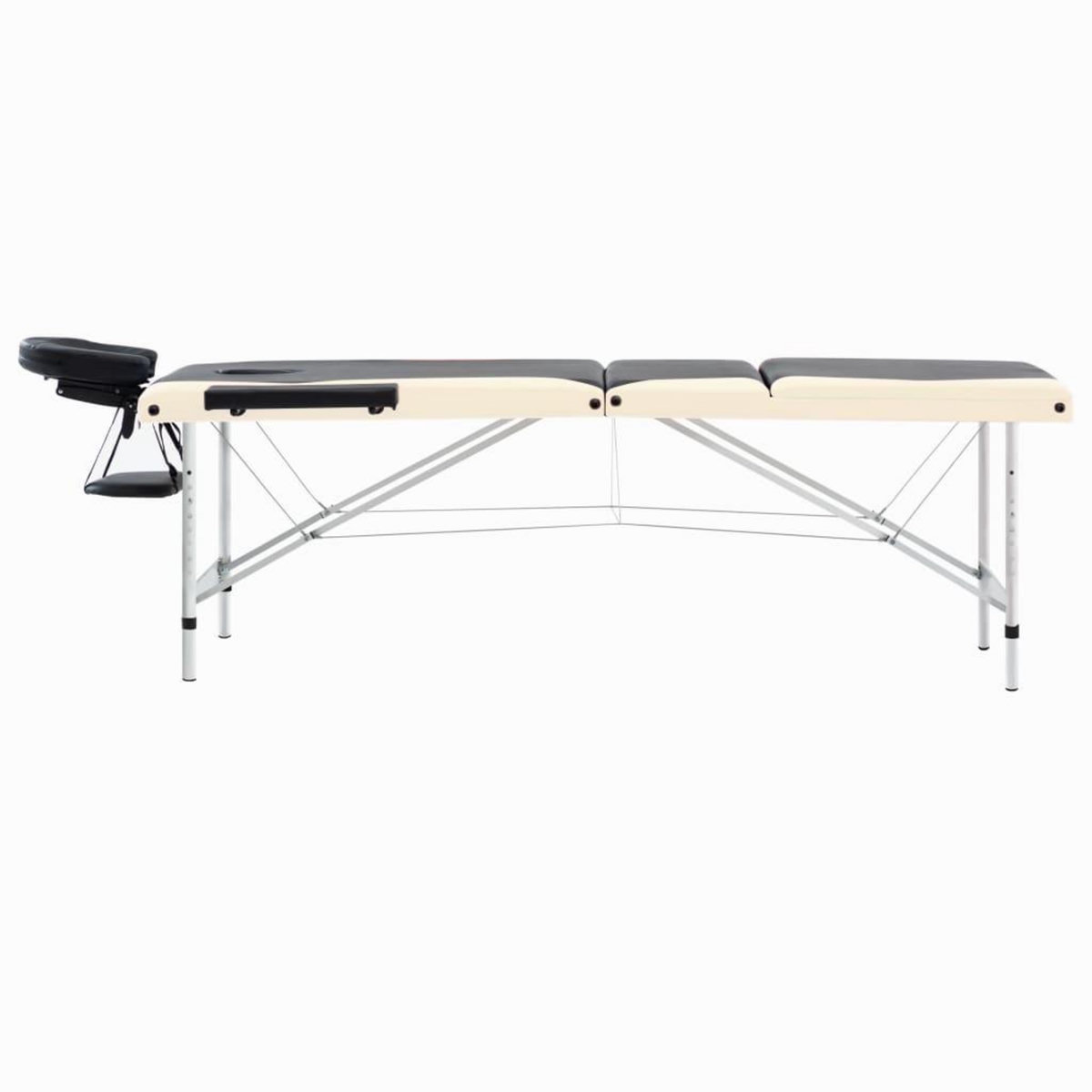 VIDAXL Table de massage pliable 3 zones Aluminium Noir et beige