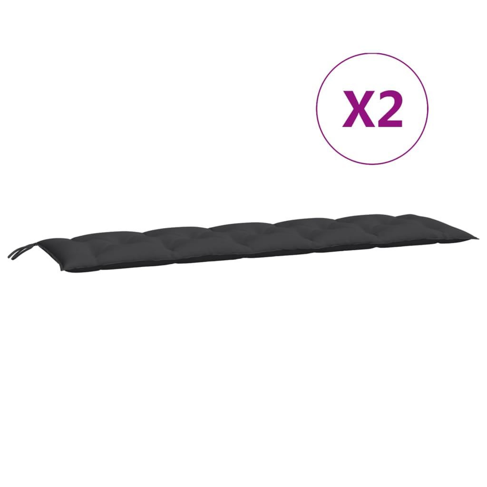 Voir la diapositive 5 : VIDAXL Coussins de banc jardin lot de 2 noir 180x50x7 cm tissu Oxford