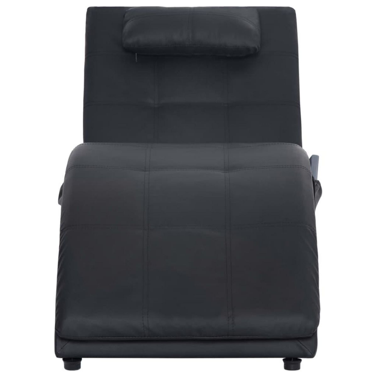 VIDAXL Chaise longue de massage avec oreiller Noir Similicuir