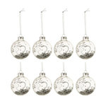 Paris Prix Lot de 8 Boules de Noël Design  Coeur  6cm Argent