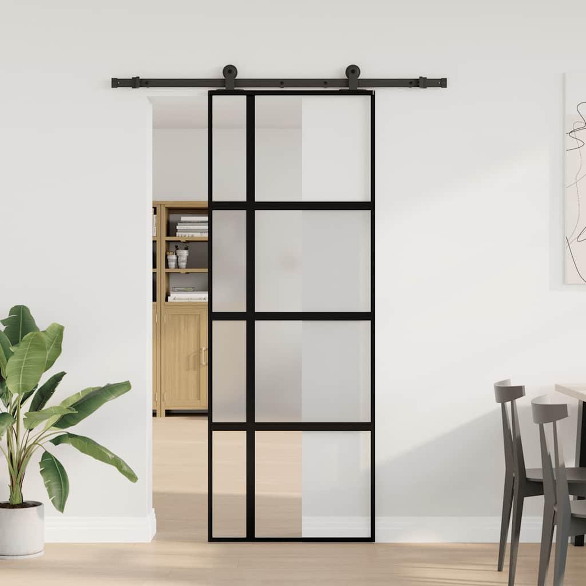Voir la diapositive 2 : VIDAXL Porte coulissante kit de quincaillerie trempe verre aluminium