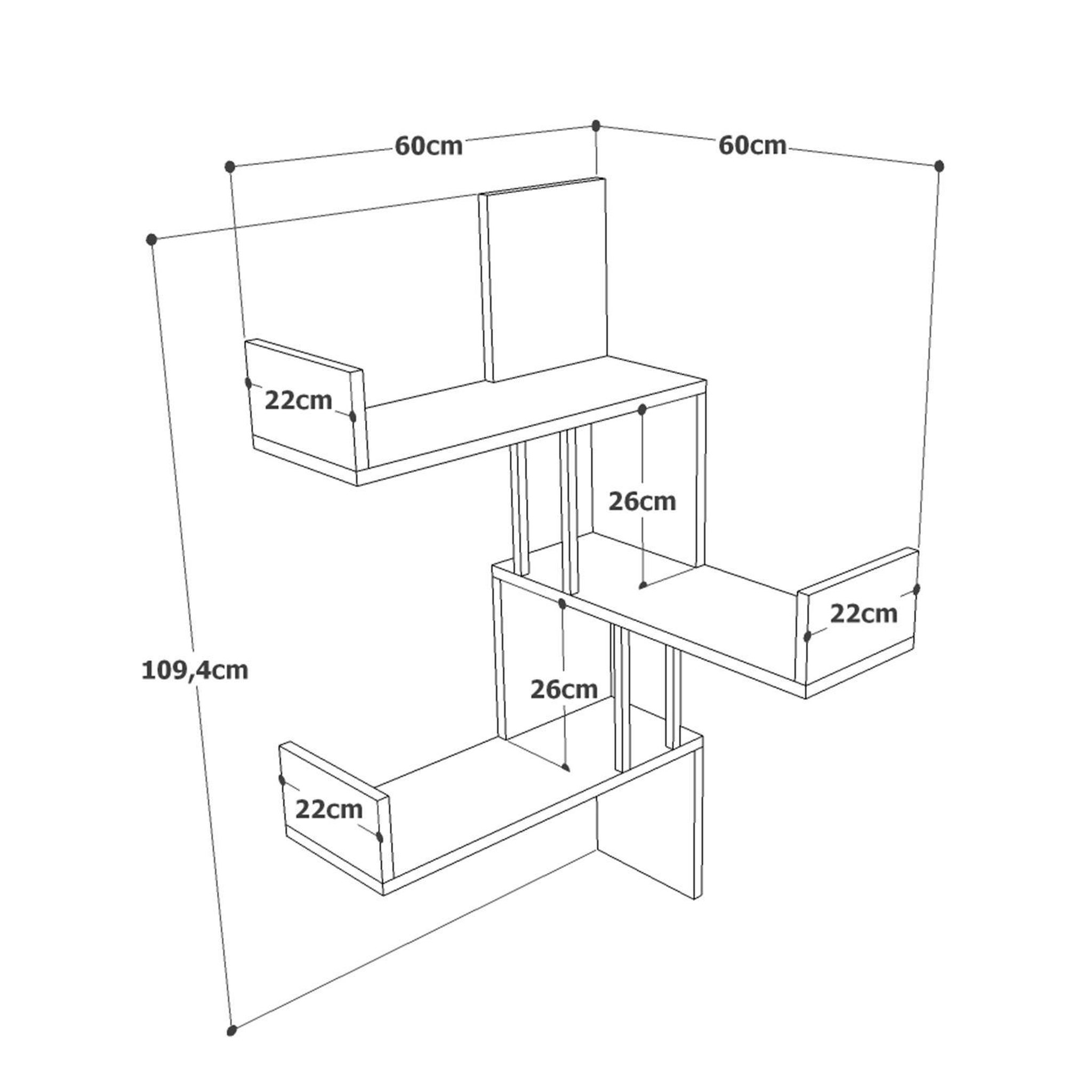 Voir la diapositive 4 : Habitat et Jardin Étagère murale en bois  vg17  - 60 x 60 x 109 cm - pin atlantique