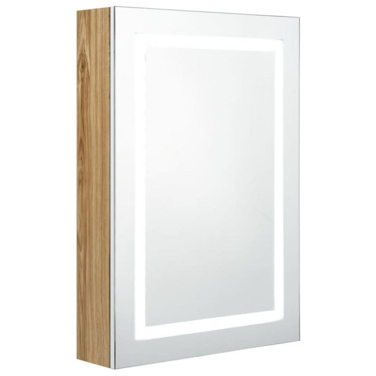 VIDAXL Armoire de salle de bain à miroir LED blanc et chêne 50x13x70cm