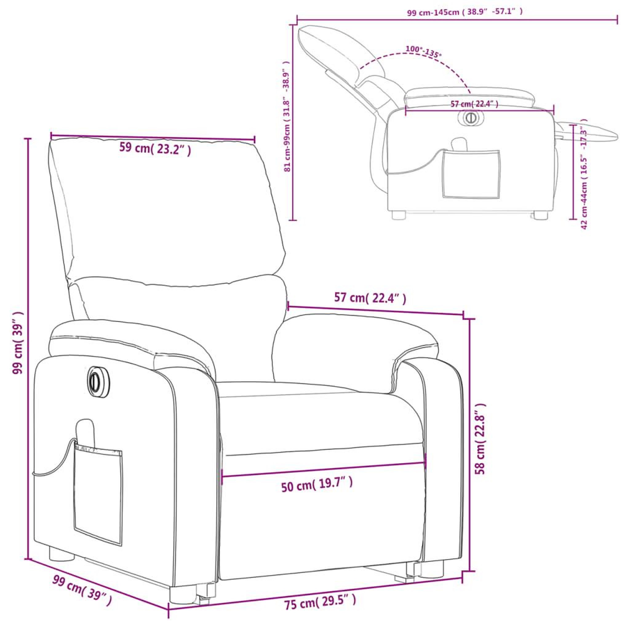 Voir la diapositive 6 : VIDAXL Fauteuil inclinable de massage electrique Creme Tissu