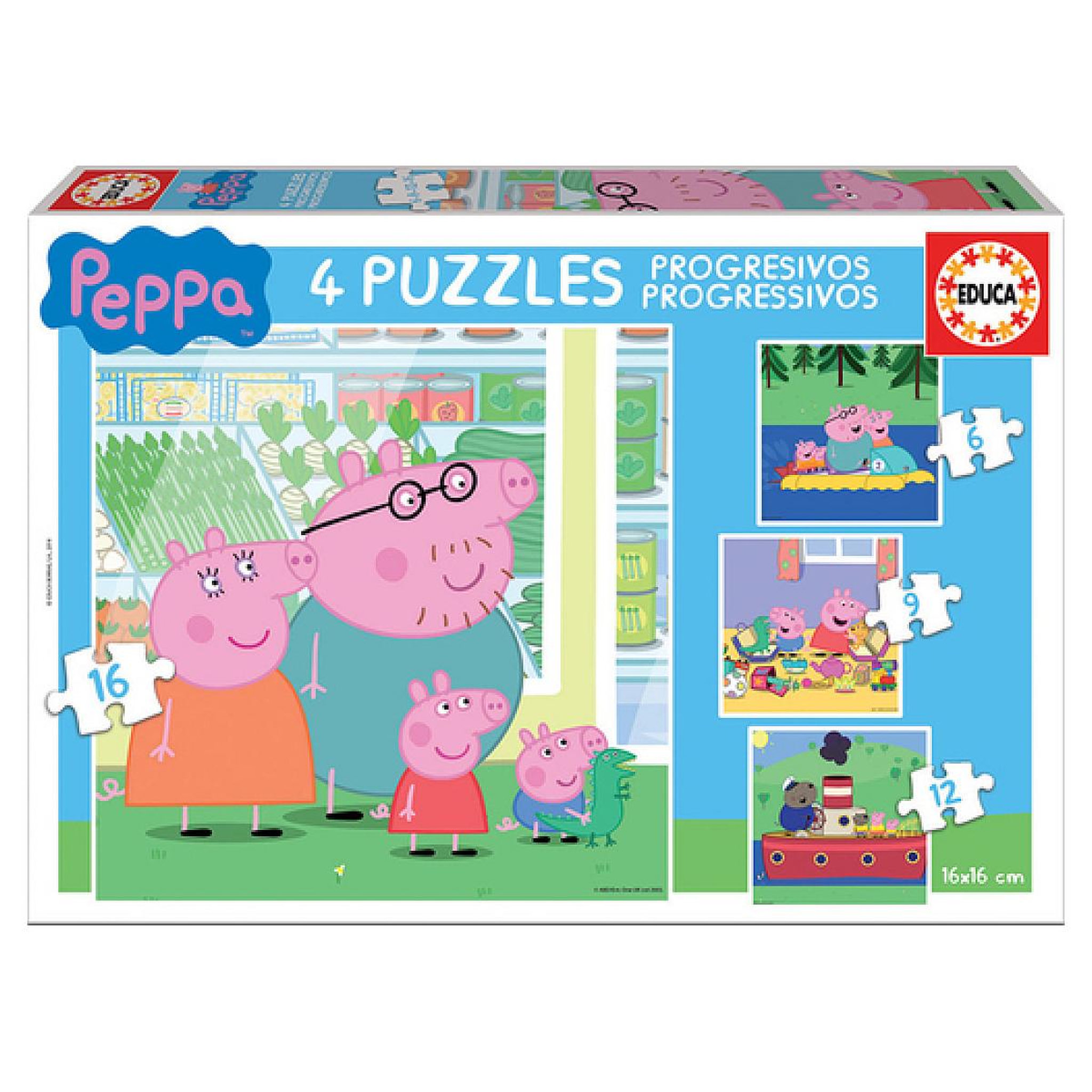 EDUCA Puzzle progressif Peppa Pig - 6 9 12 17 Pièces