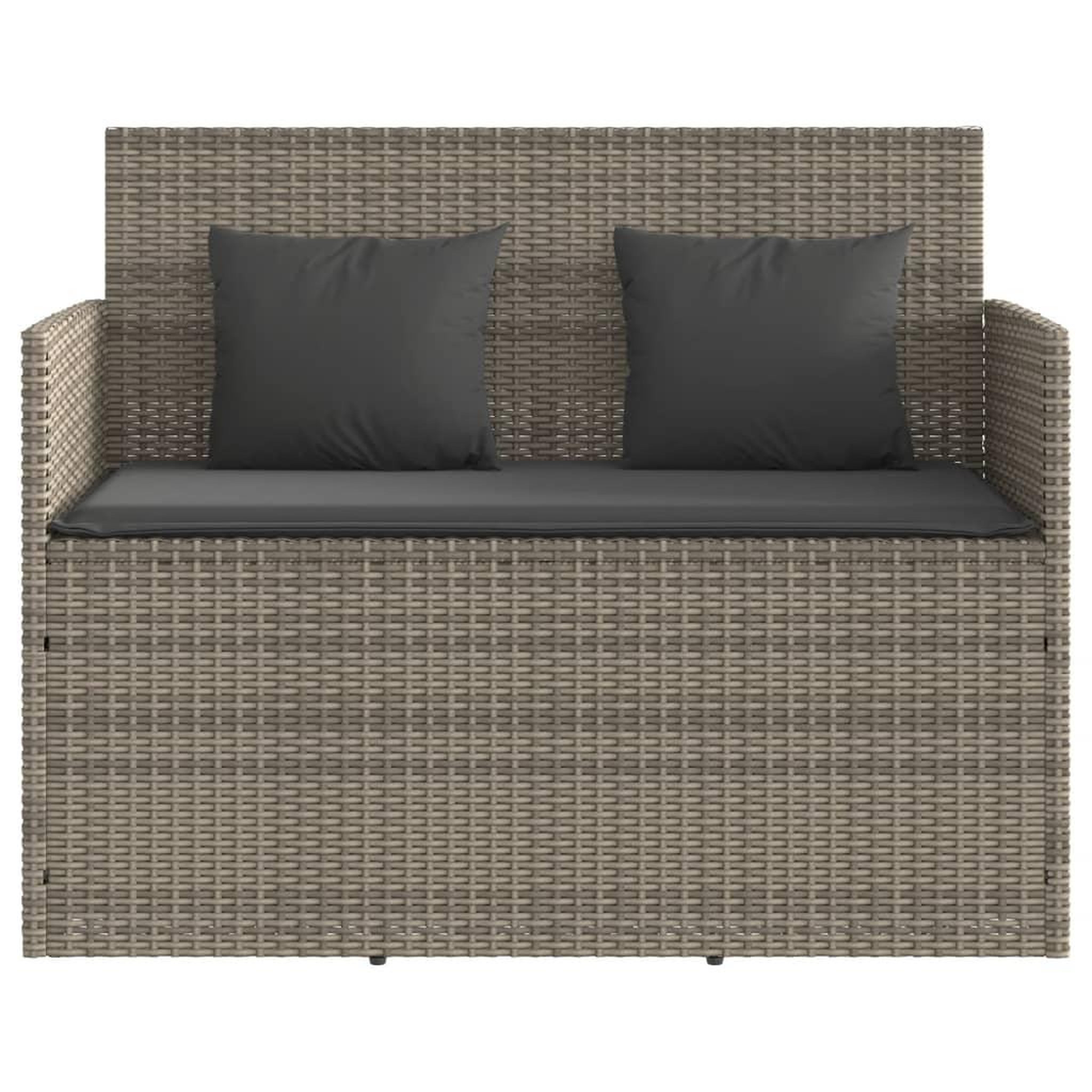 Voir la diapositive 4 : VIDAXL Banc de jardin avec coussins gris resine tressee
