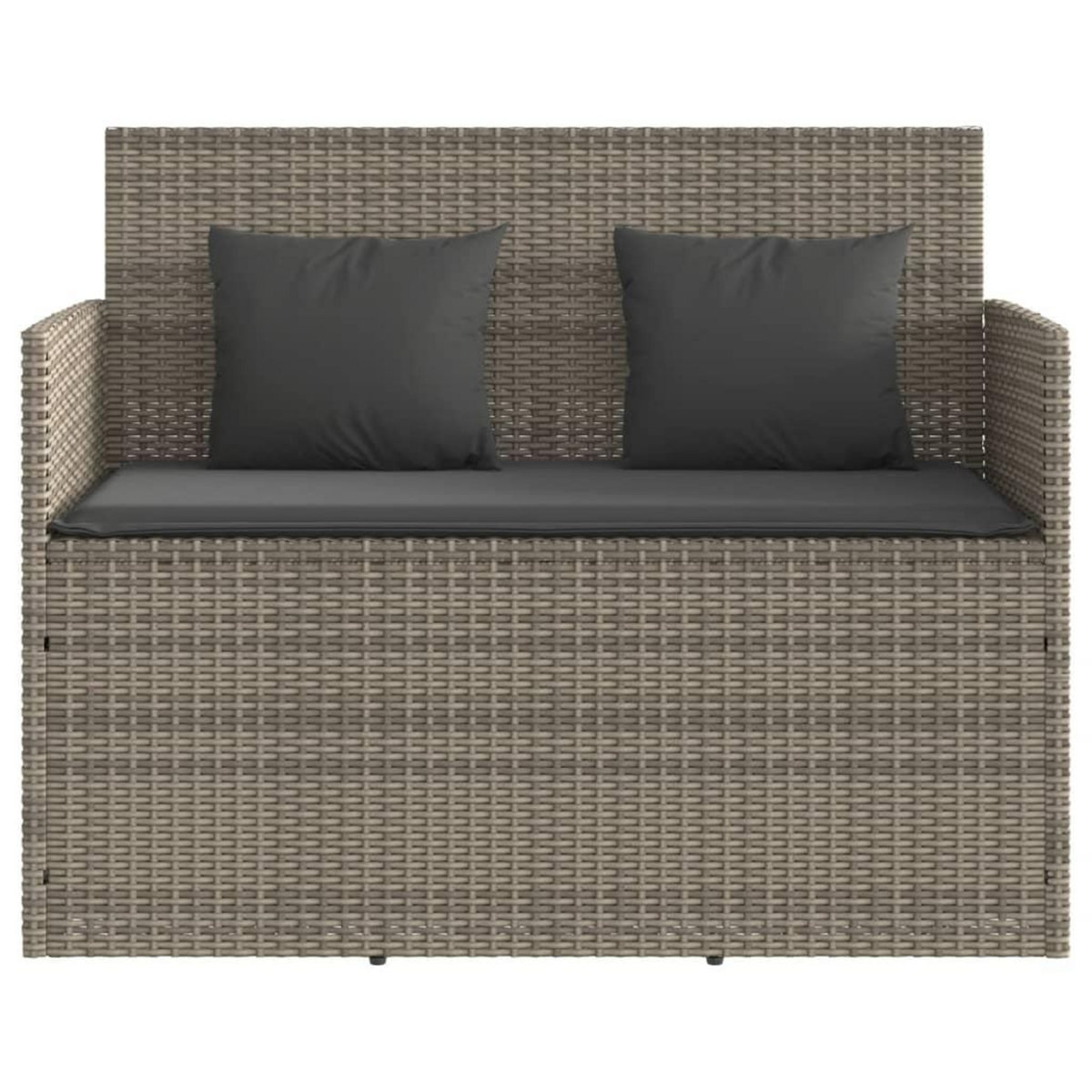 VIDAXL Banc de jardin avec coussins gris resine tressee