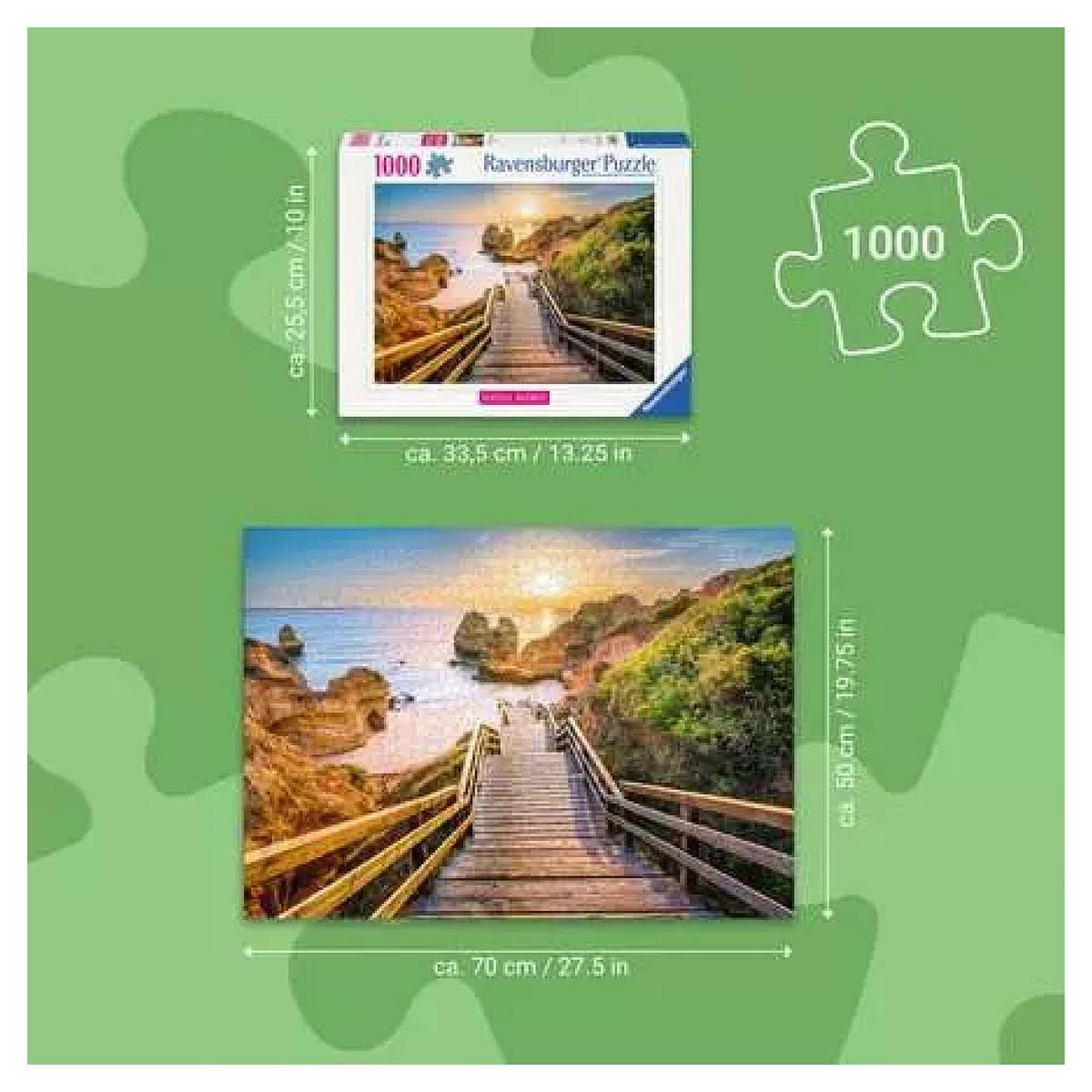 Voir la diapositive 3 : RAVENSBURGER puzzle 1000 pièces - Escalier vers la Plage de Camilo, Algarve