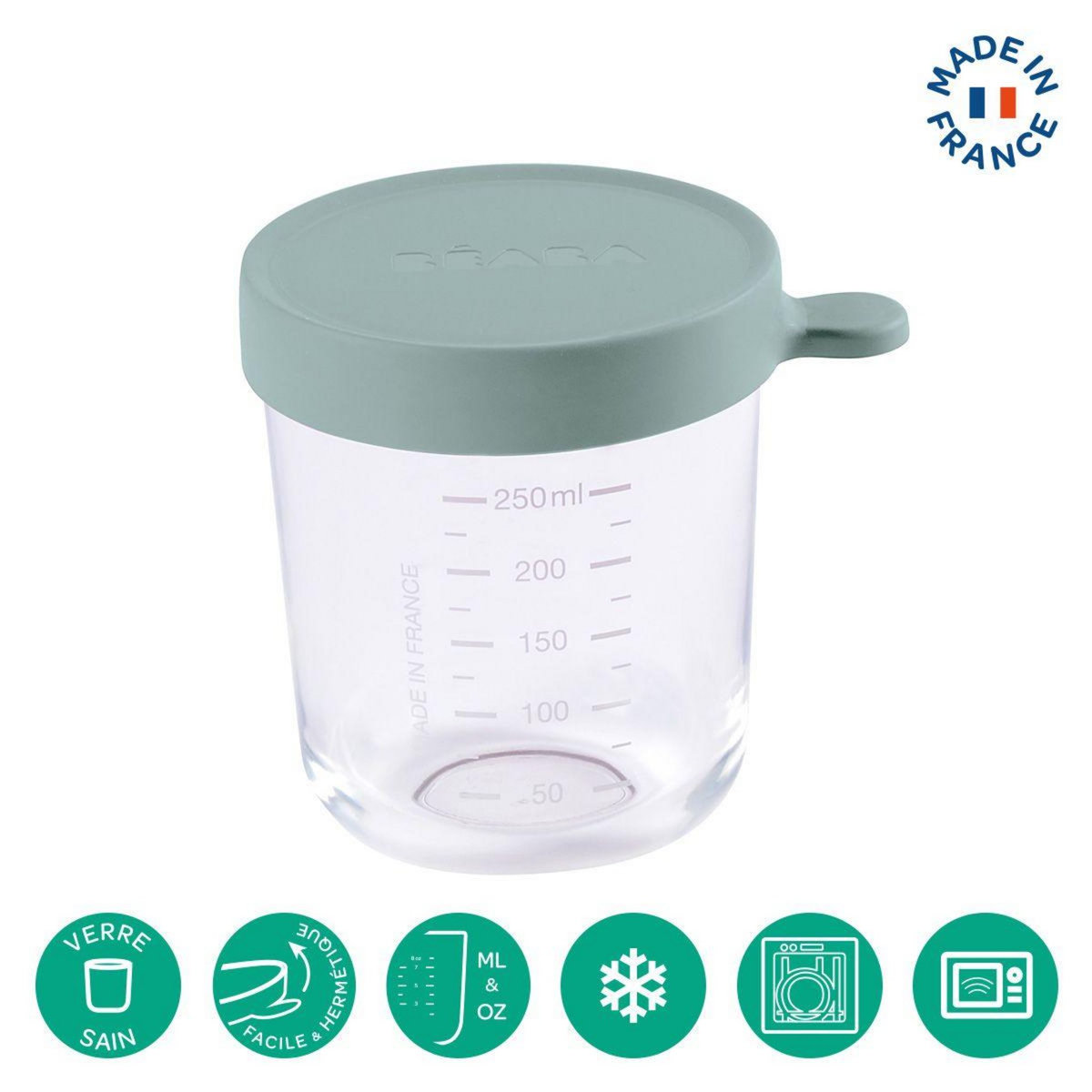 BEABA Pot de conservation verre 250ml eucalyptus green