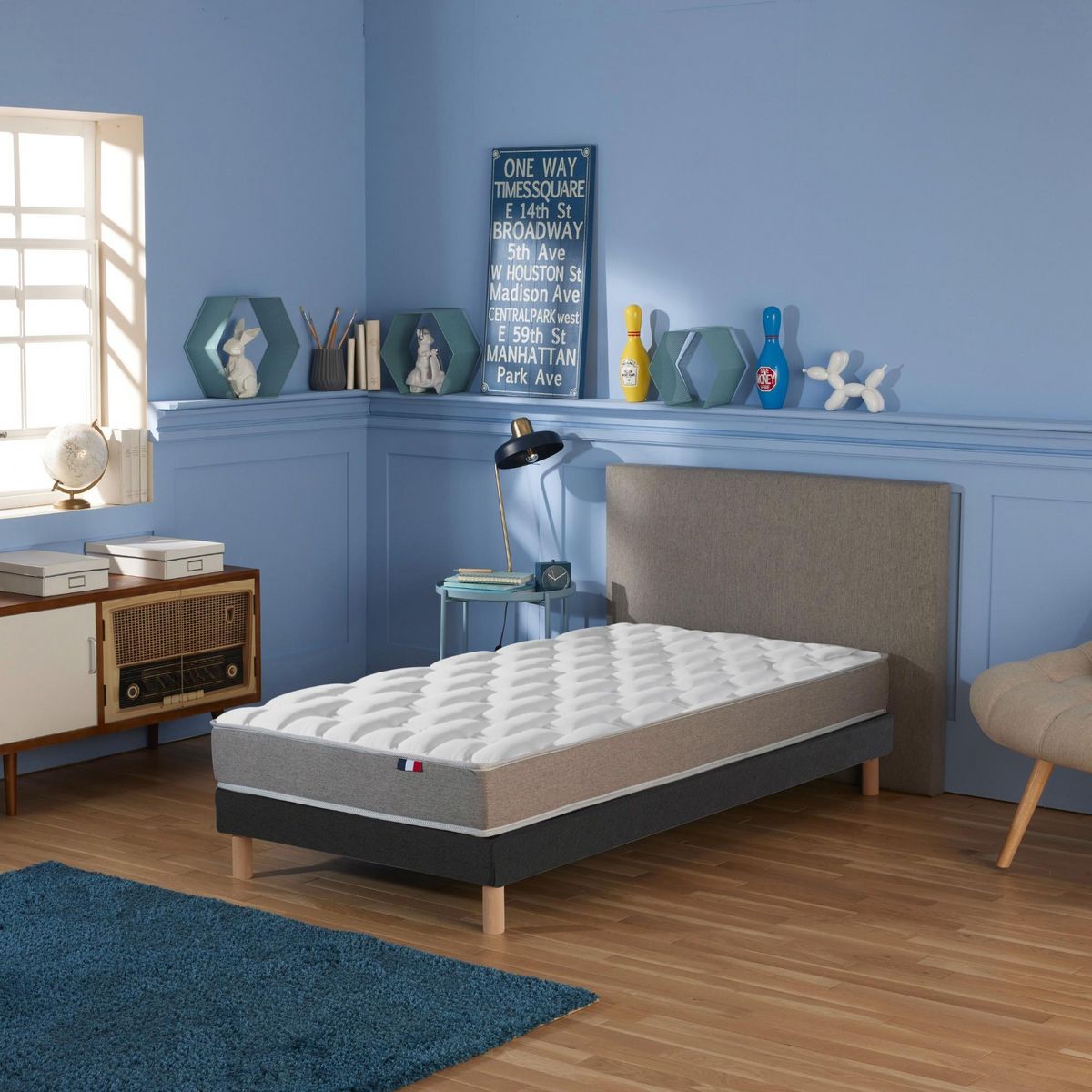 IDLITERIE Ensemble matelas mémoire de forme et mousse HR ZENITH avec sommier - confort français