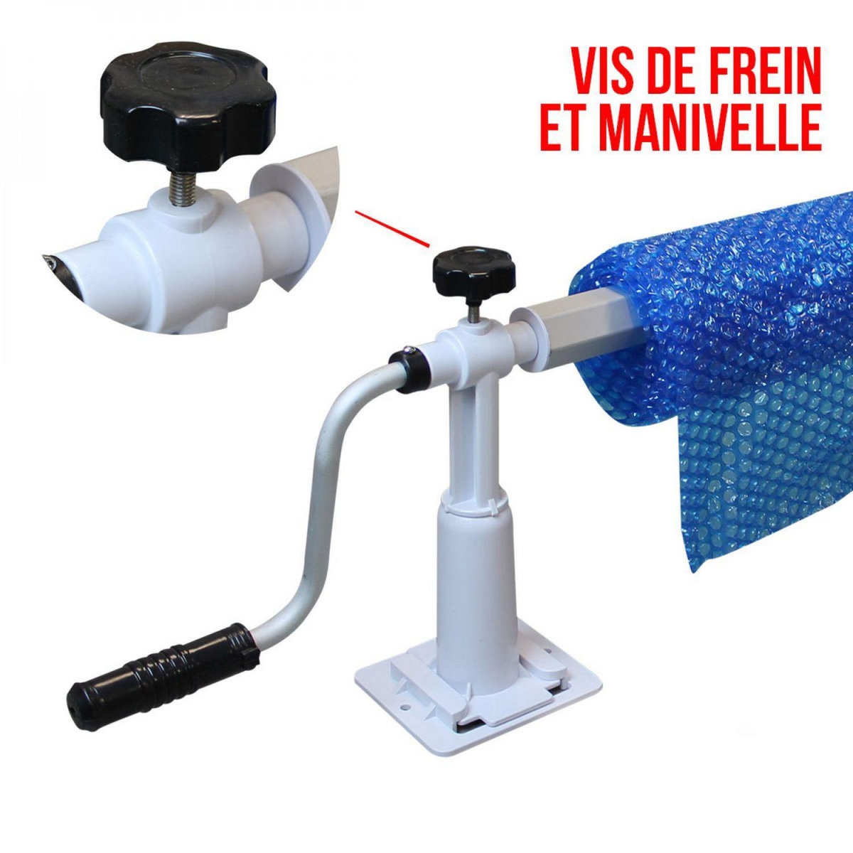 LINXOR Enrouleur de bâche à bulles pour piscine hors sol extensible de 1.37m à 6.15m avec pinces