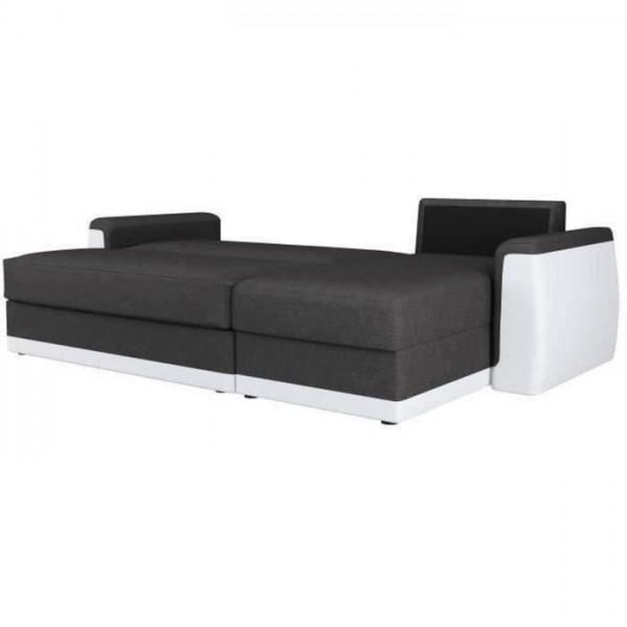 Voir la diapositive 4 : MARKET24 Canapé d'angle convertible 3 places JAMES- Simili blanc et tissu gris anthracite - Contemporain - L 230 x P 142 cm