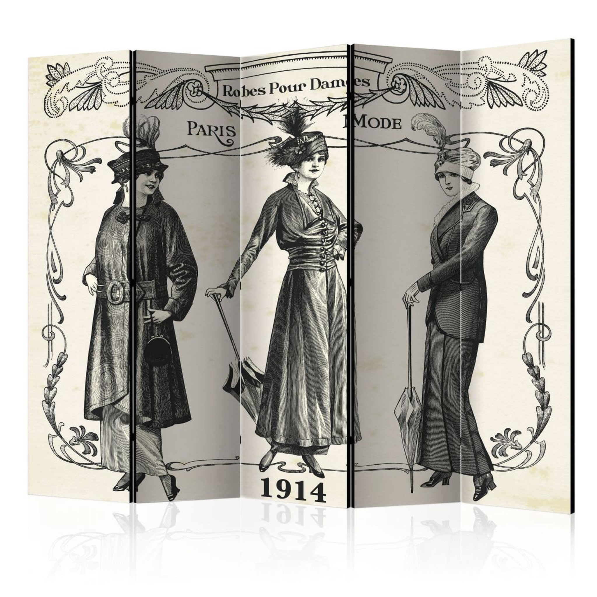 Paris Prix Paravent 5 volets  dress 1914  172x225cm
