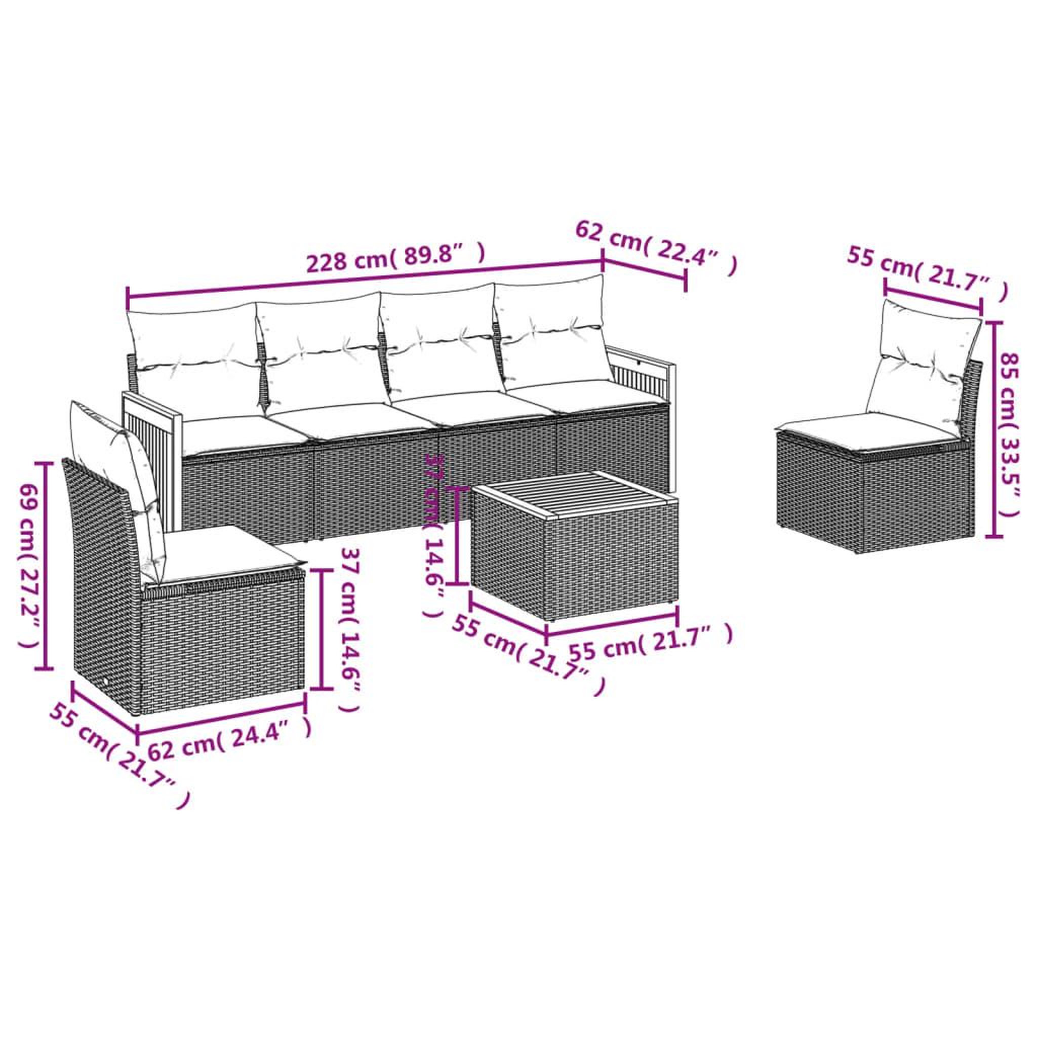 Voir la diapositive 4 : VIDAXL Salon de jardin avec coussins 7 pcs gris resine tressee