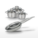 ELO Lot 2 Poêles 24/28 cm & 3 Faitouts 12/14/16 cm Elo Relief Solution