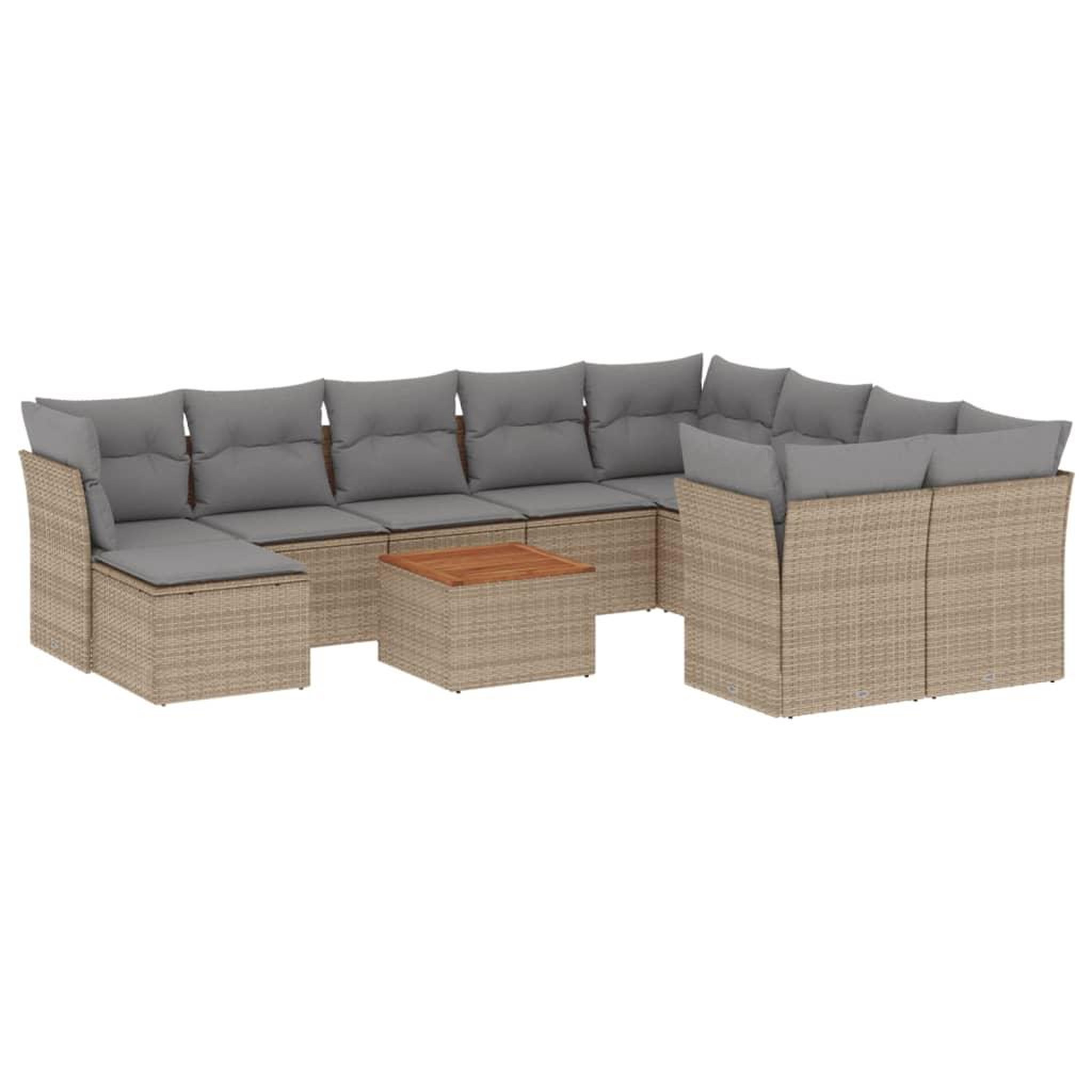 Voir la diapositive 2 : VIDAXL Salon de jardin et coussins 11 pcs melange beige resine tressee
