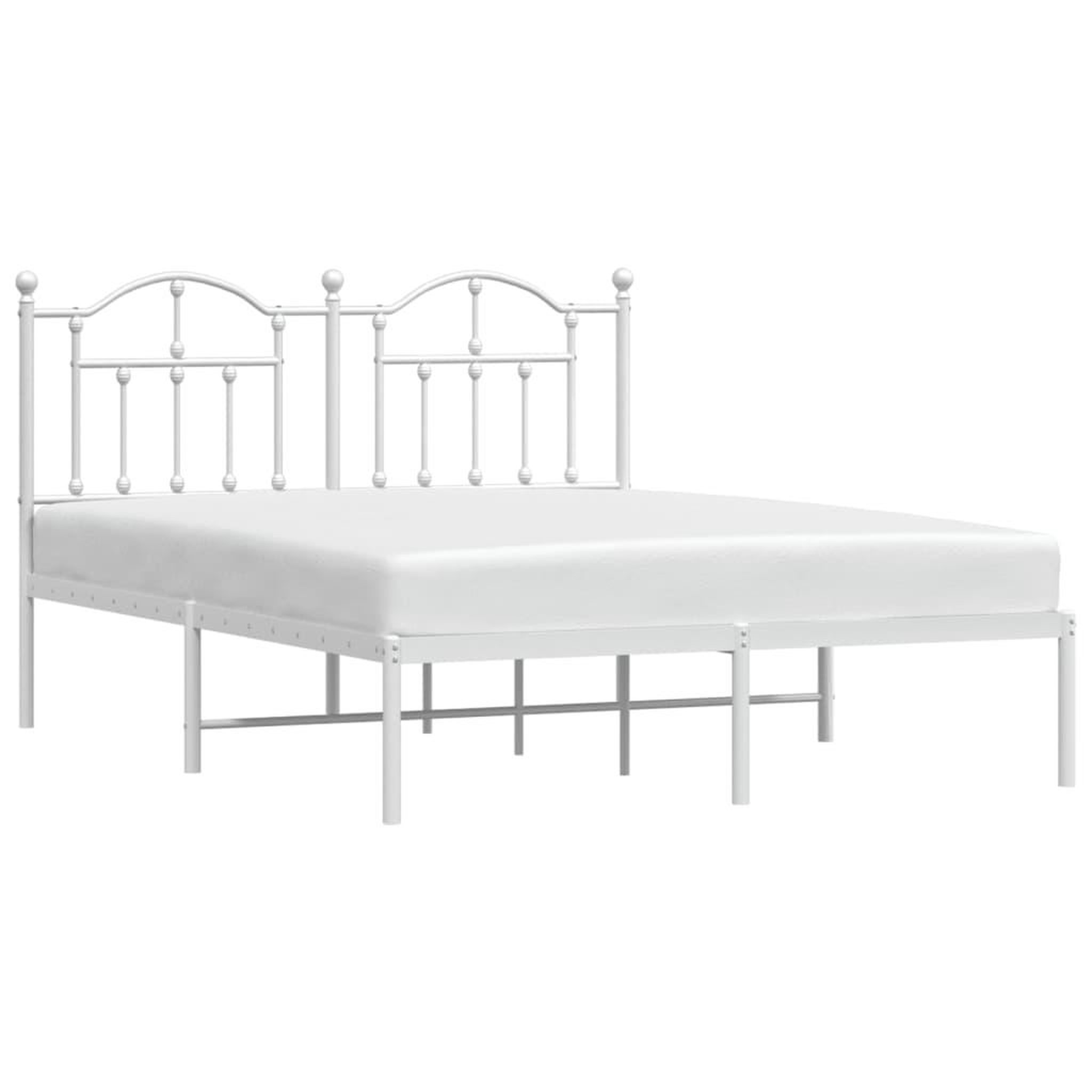 Voir la diapositive 4 : VIDAXL Cadre de lit metal sans matelas et tete de lit blanc 140x200 cm