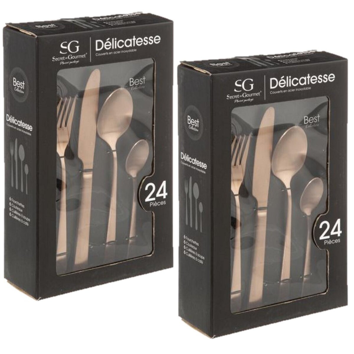 TOILINUX Lot de 2 Ménagères en Acier Inoxydable - 48 Couverts