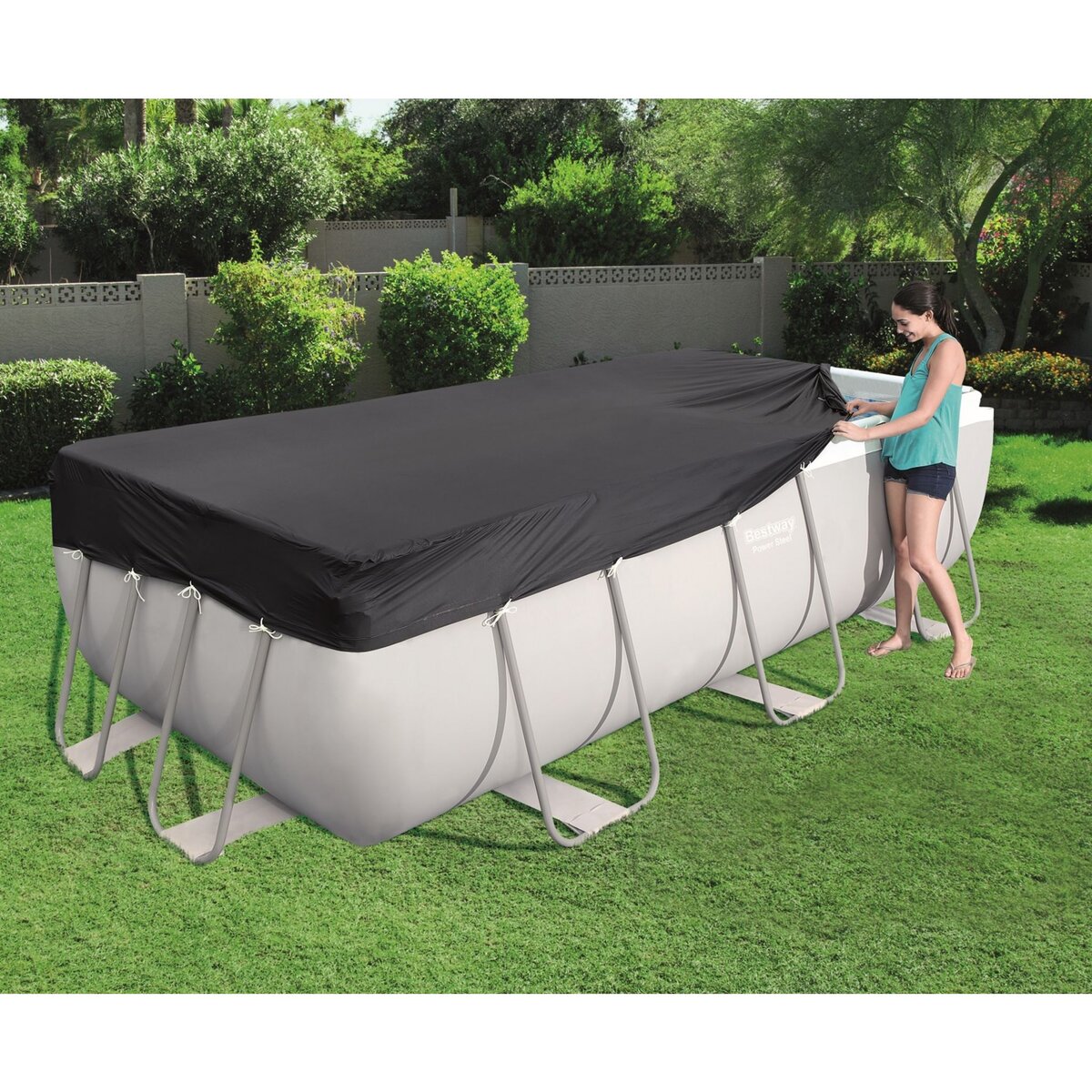 BESTWAY Bâche 4 saisons pour piscine Power Frame rectangulaire 4,04 x 2,01 m et 4,12 x 2,01 m