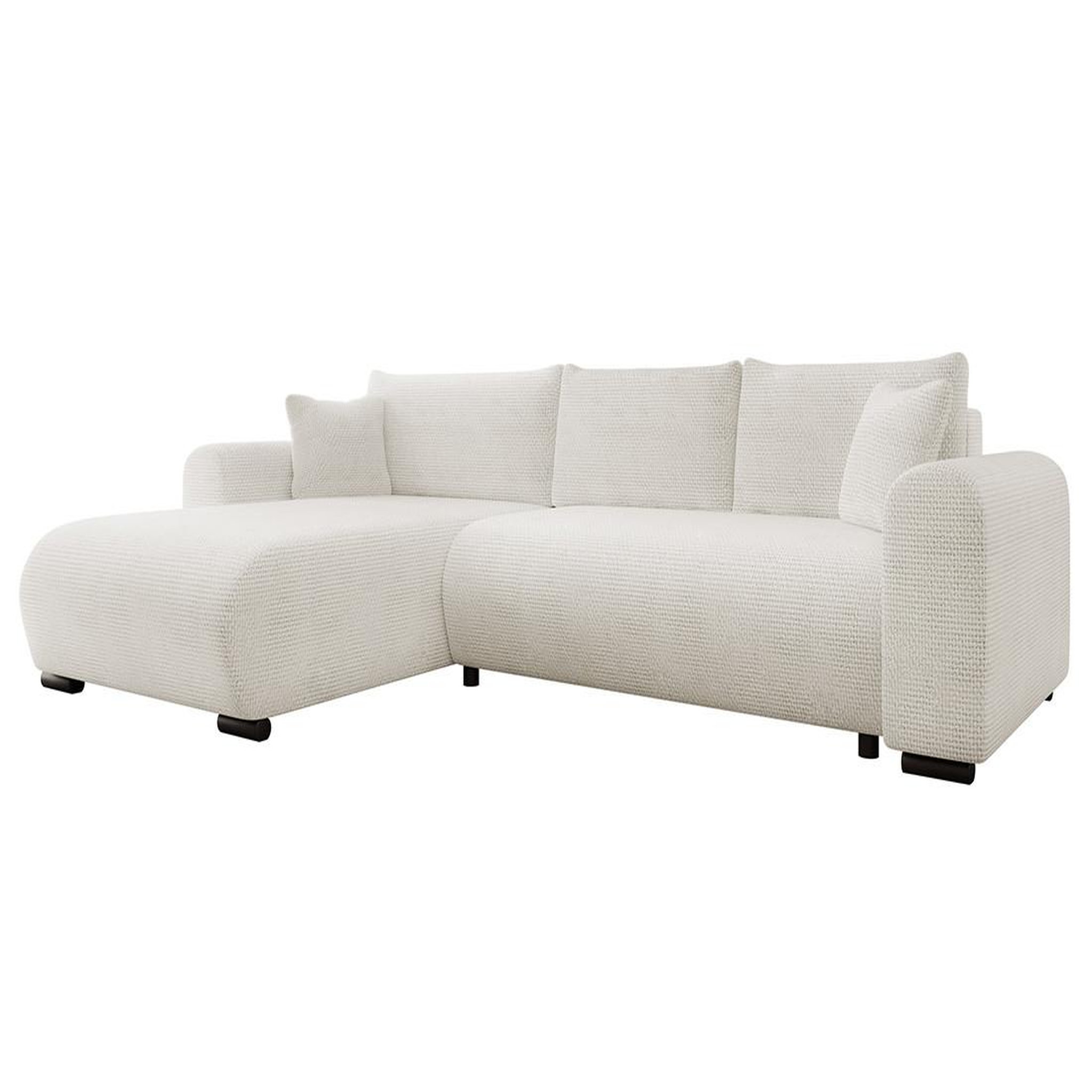 Voir la diapositive 6 : BEST MOBILIER Rosalie - canapé d'angle réversible 4 places convertible avec coffre en velours texturé