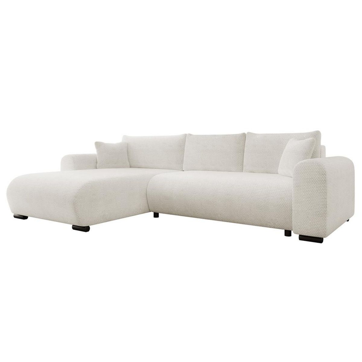 BEST MOBILIER Rosalie - canapé d'angle réversible 4 places convertible avec coffre en velours texturé