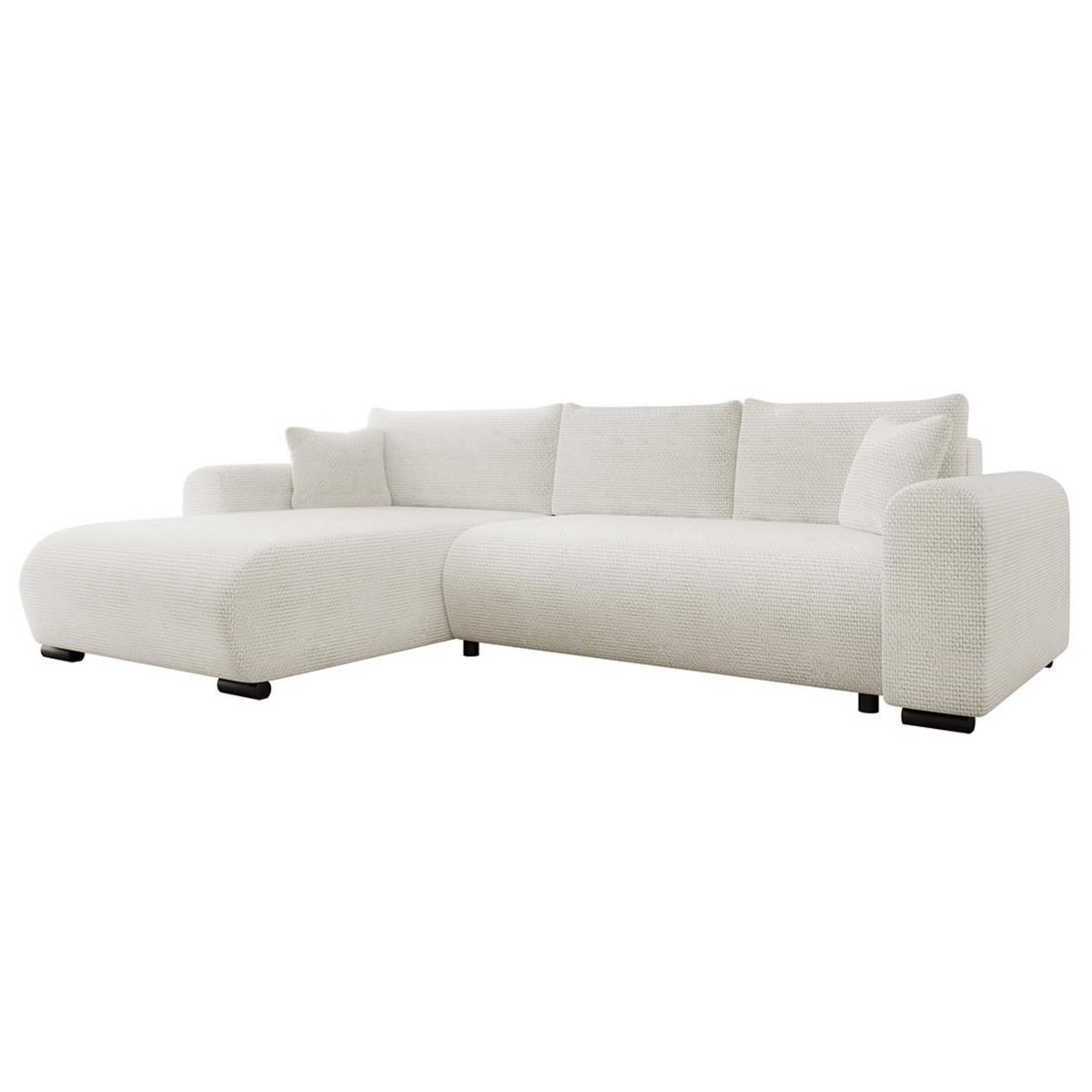 BEST MOBILIER Rosalie - canapé d'angle réversible 4 places convertible avec coffre en velours texturé