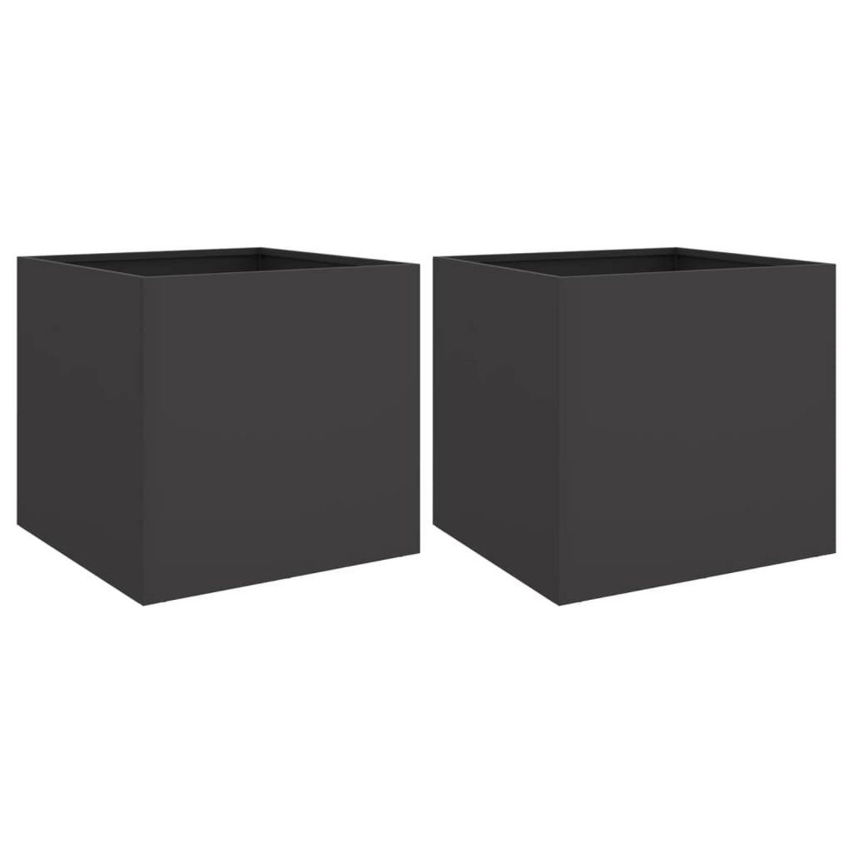 VIDAXL Jardinieres 2 pcs noir 42x40x39 cm acier