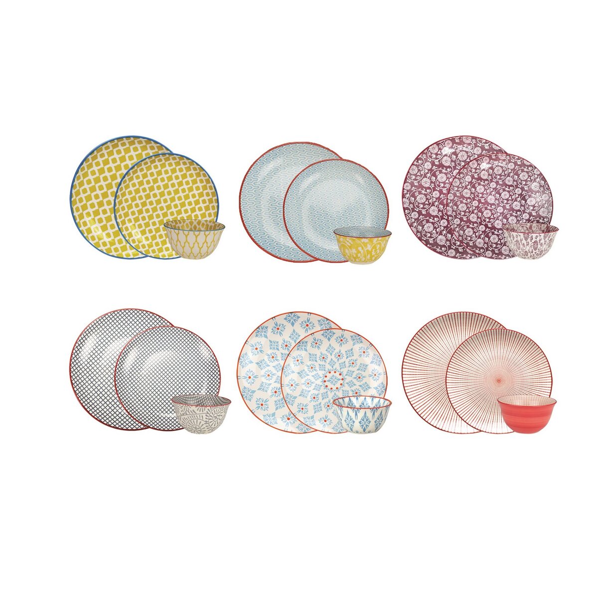 ARD TIME Service d'assiettes 18 pièces SABAE en céramique