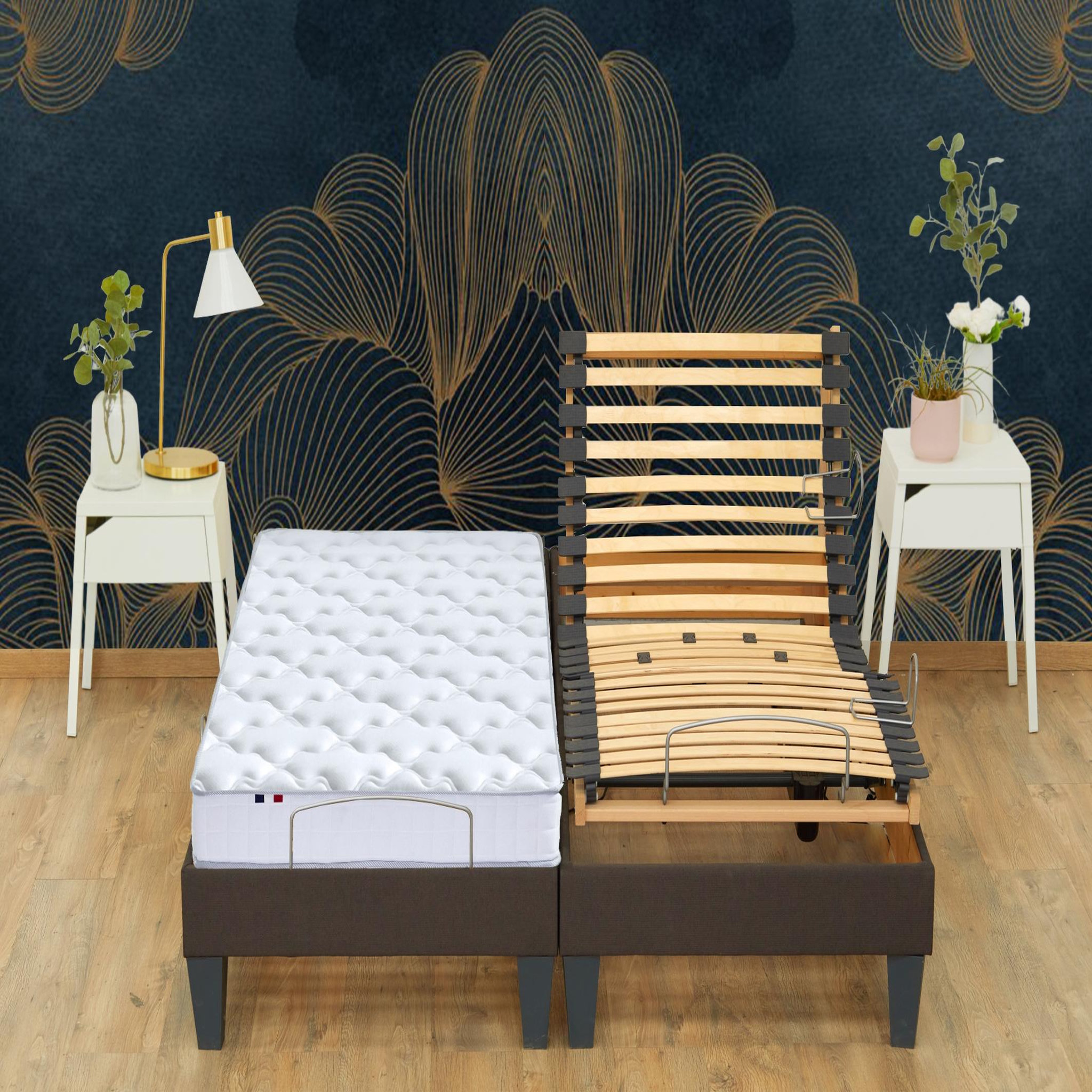 Voir la diapositive 3 : IDLITERIE Matelas de relaxation 100% Latex 3 zones 90 x 200 cm