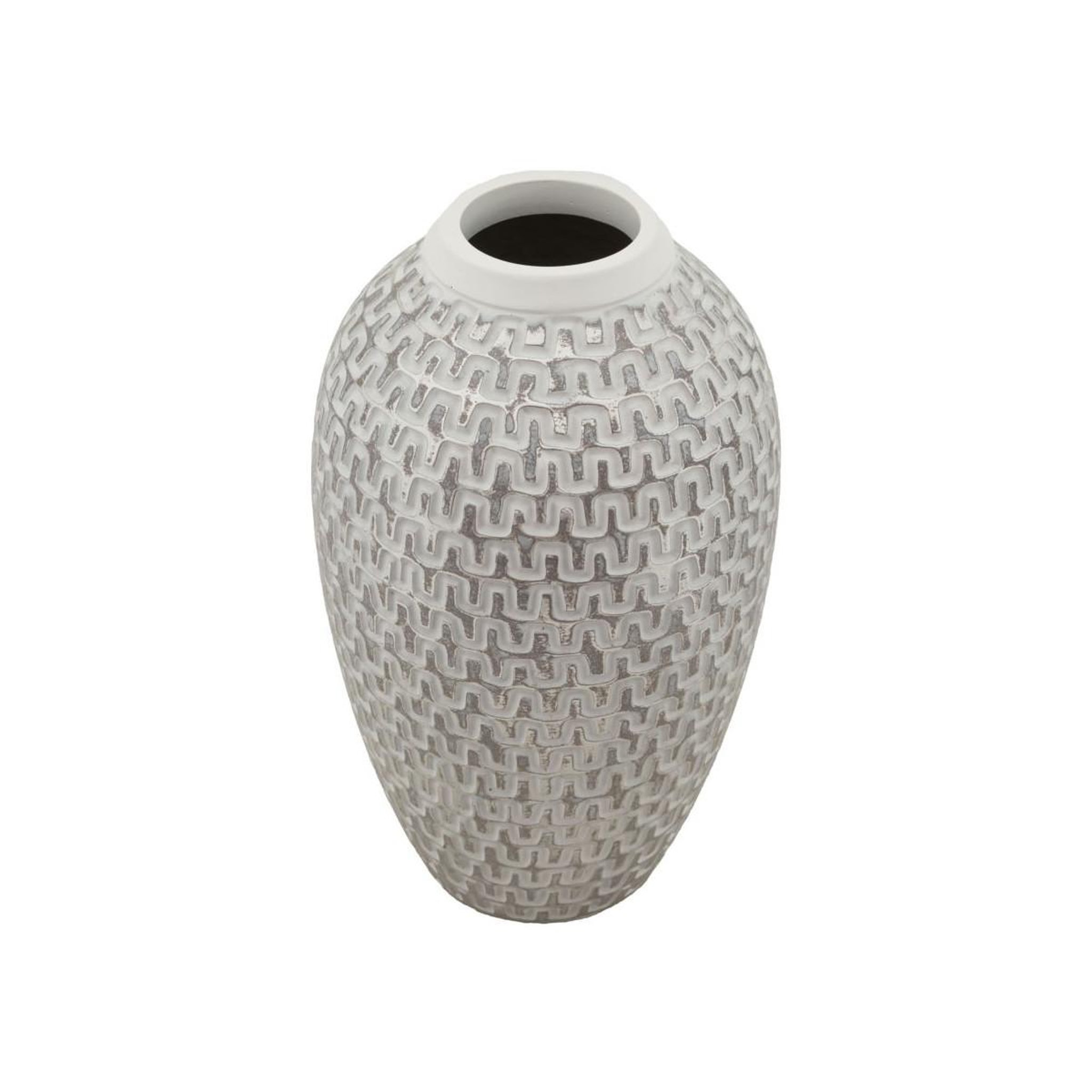 Voir la diapositive 2 : Paris Prix Vase déco en résine  wave  34cm blanc