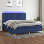 VIDAXL Sommier a lattes de lit et matelas et LED Bleu 200x200 cm Tissu