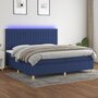 Voir la diapositive 1 : VIDAXL Sommier a lattes de lit et matelas et LED Bleu 200x200 cm Tissu