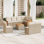 VIDAXL Salon de jardin avec coussins 9 pcs beige resine tressee