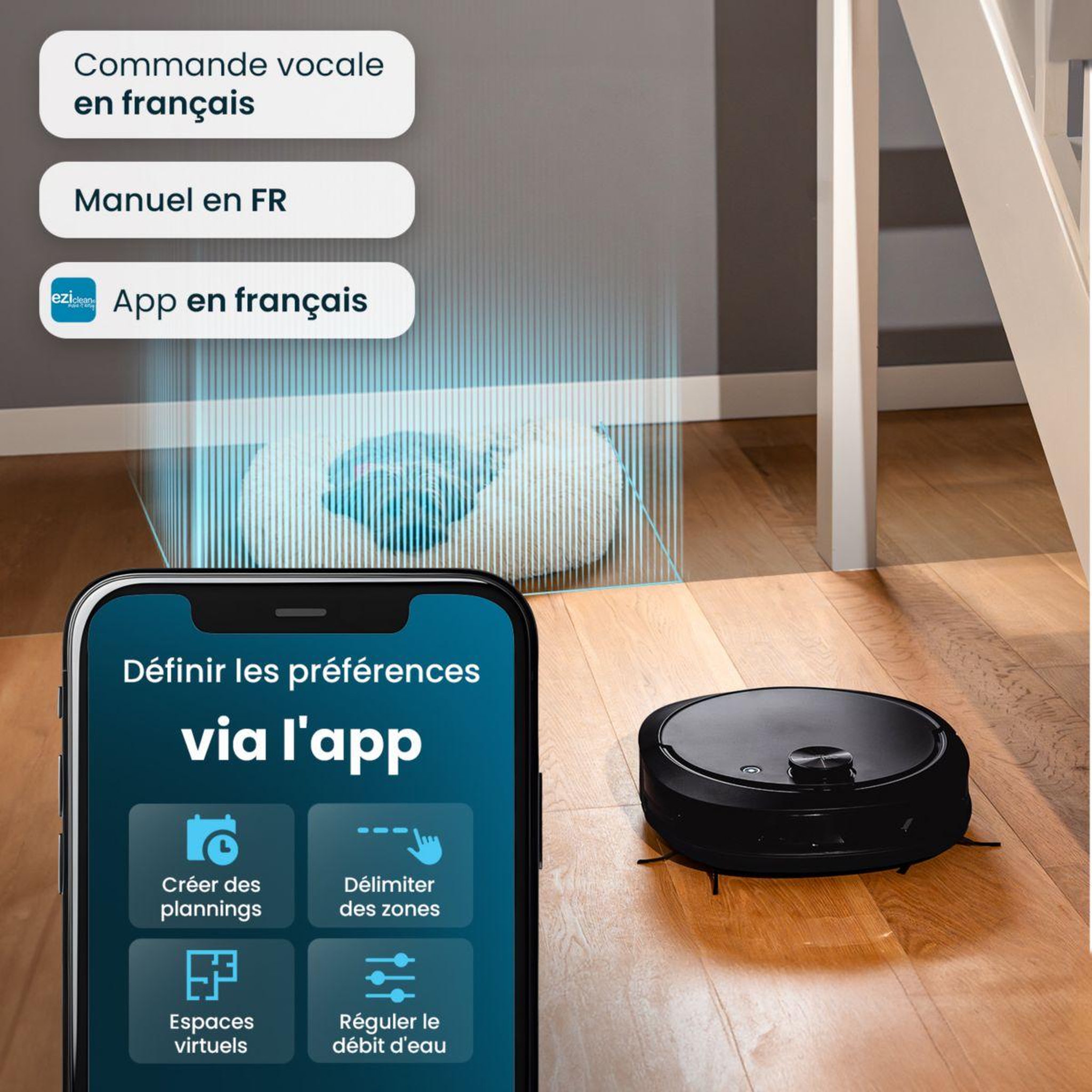 Voir la diapositive 5 : e.ziclean Robot aspirateur laveur all in one z10 plus