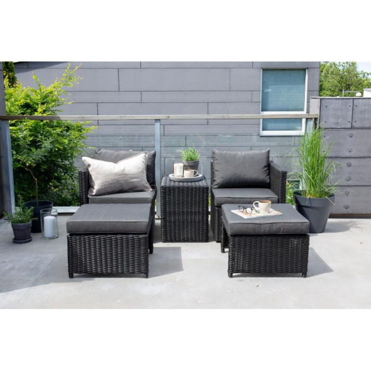 Paris Prix Salon de Jardin  Quad  66cm Noir