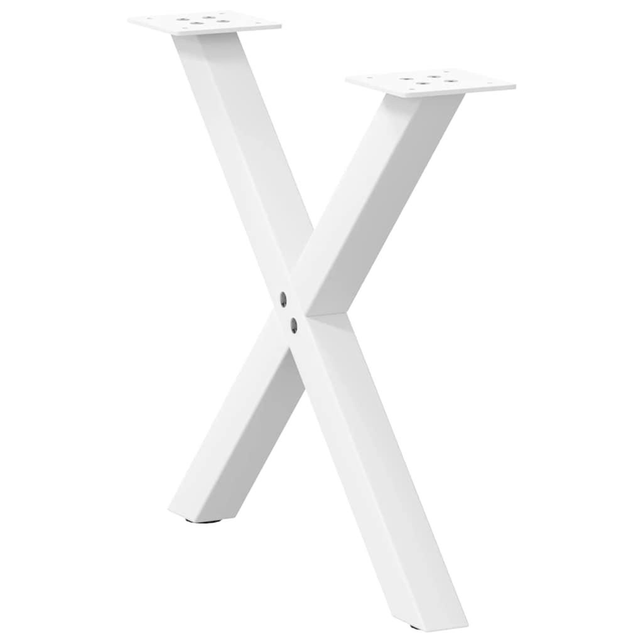 Voir la diapositive 4 : VIDAXL Pieds de table basse forme de X 2 pcs blanc 50x(42-43) cm acier