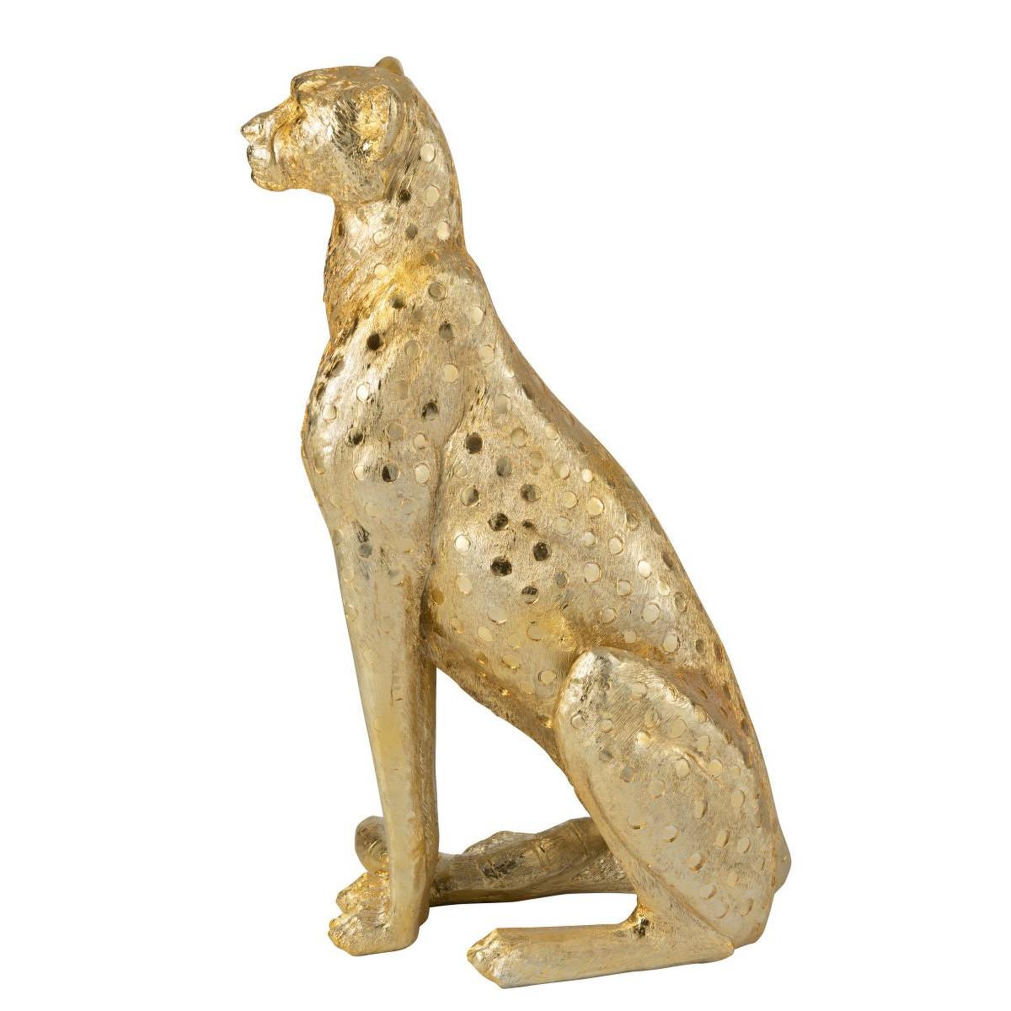 Voir la diapositive 4 : J-LINE Statue léopard assis  odis  88cm doré