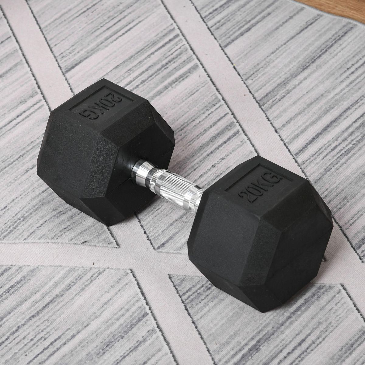 HOMCOM Haltère courte poids 20 Kg - entraînement musculaire & haltérophilie - acier caoutchouc noir