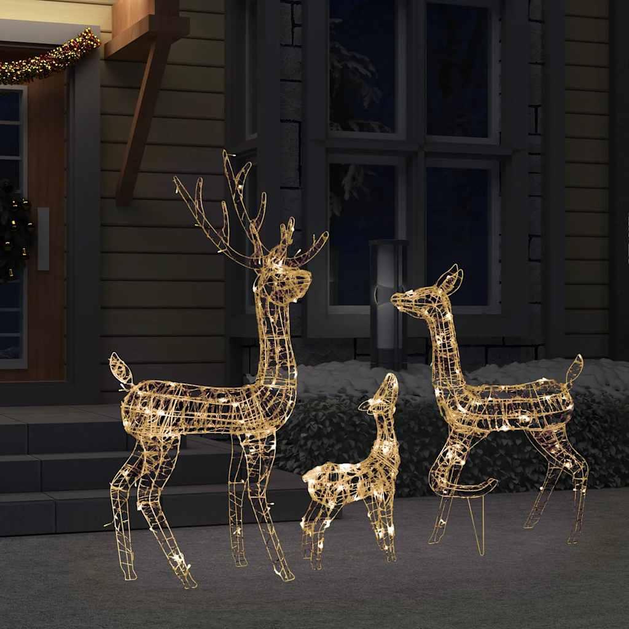 Voir la diapositive 3 : VIDAXL Famille de rennes de decoration acrylique 300 led blanc chaud