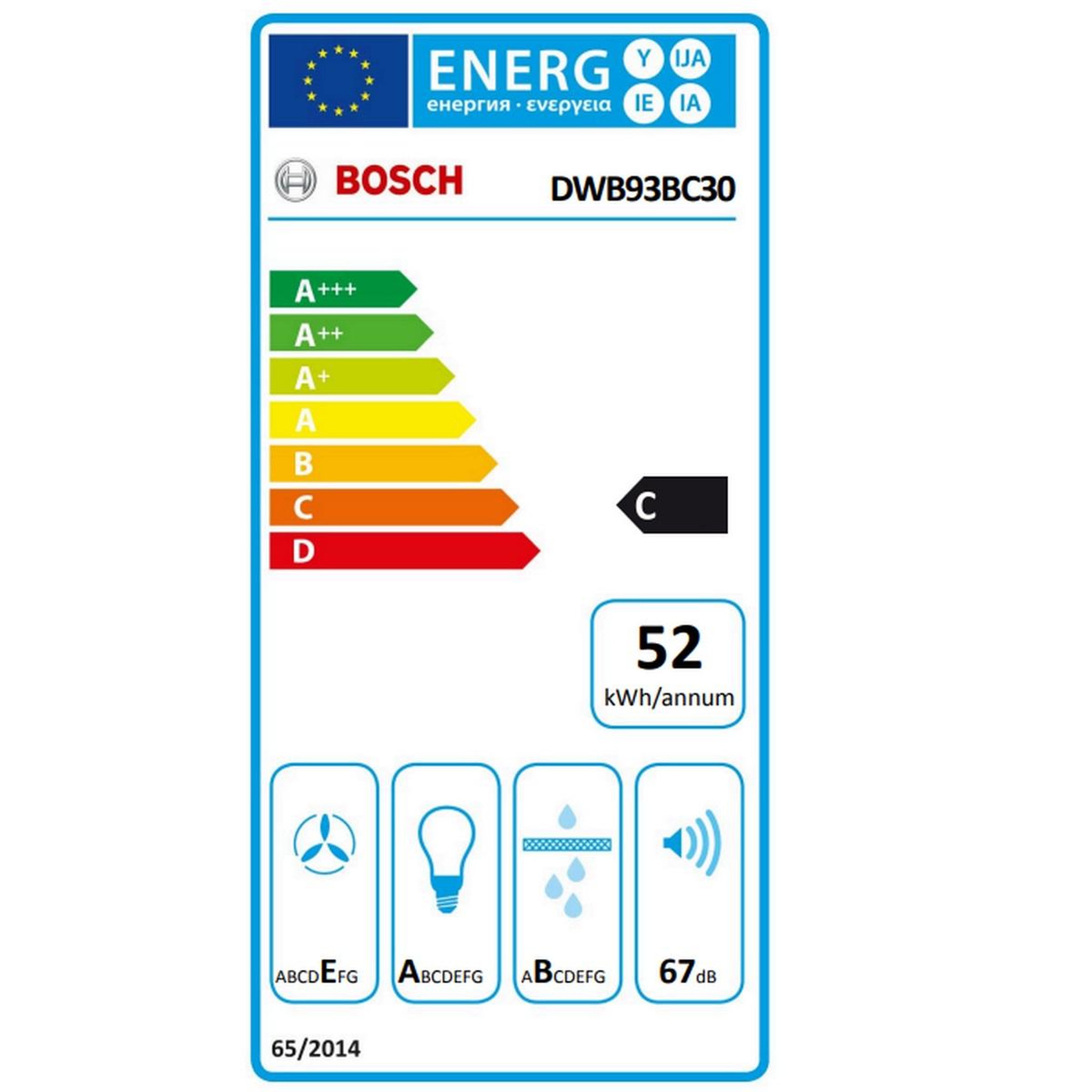 Voir la diapositive 2 : BOSCH Hotte décorative murale 90cm 400m3/h - dwb93bc30